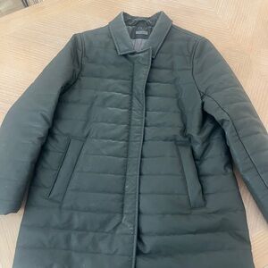Women's Quilted Long Puffer Coat in Forest Green
